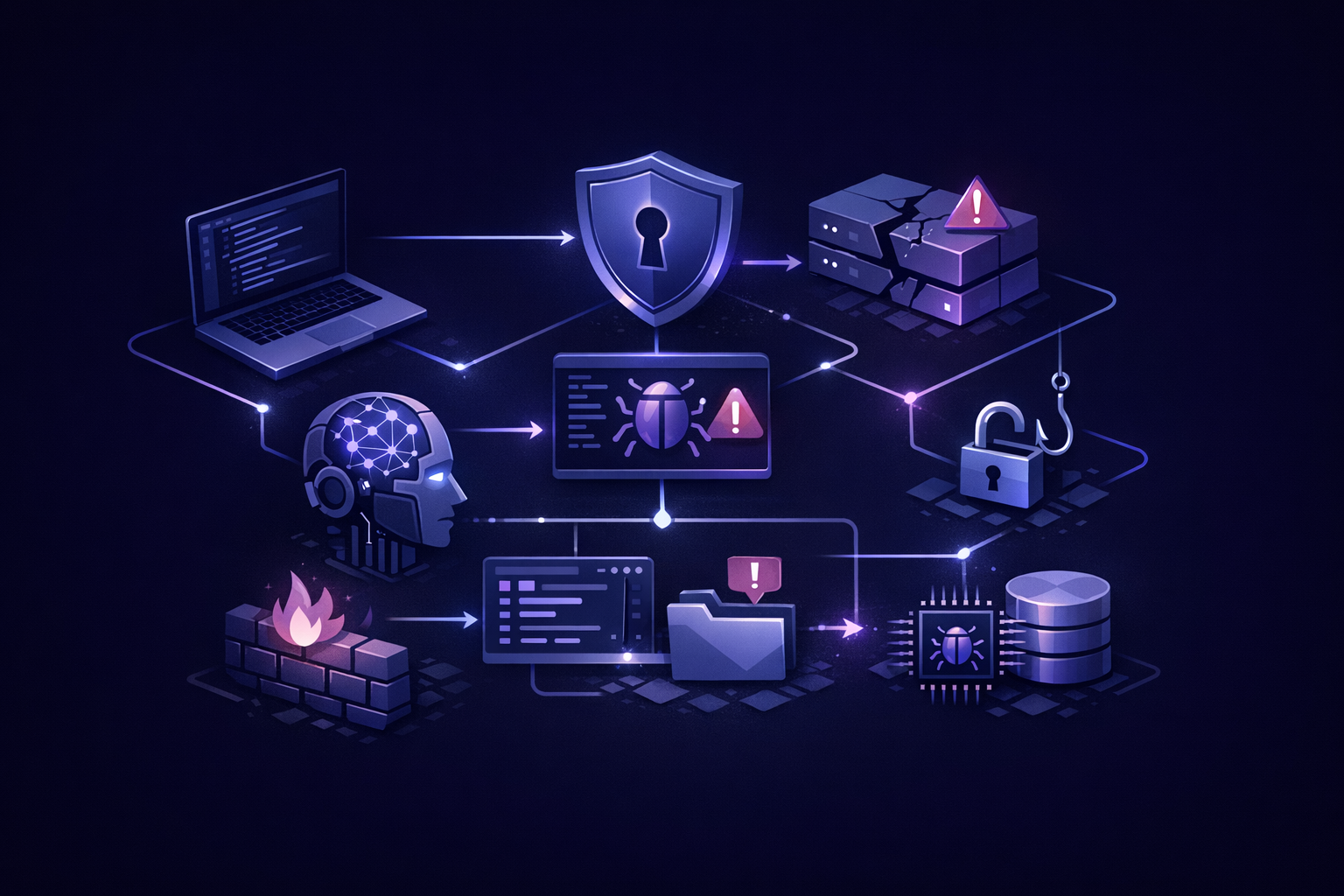 Developer reviewing AI coding security risks across Next.js, Supabase, and Stripe workflows