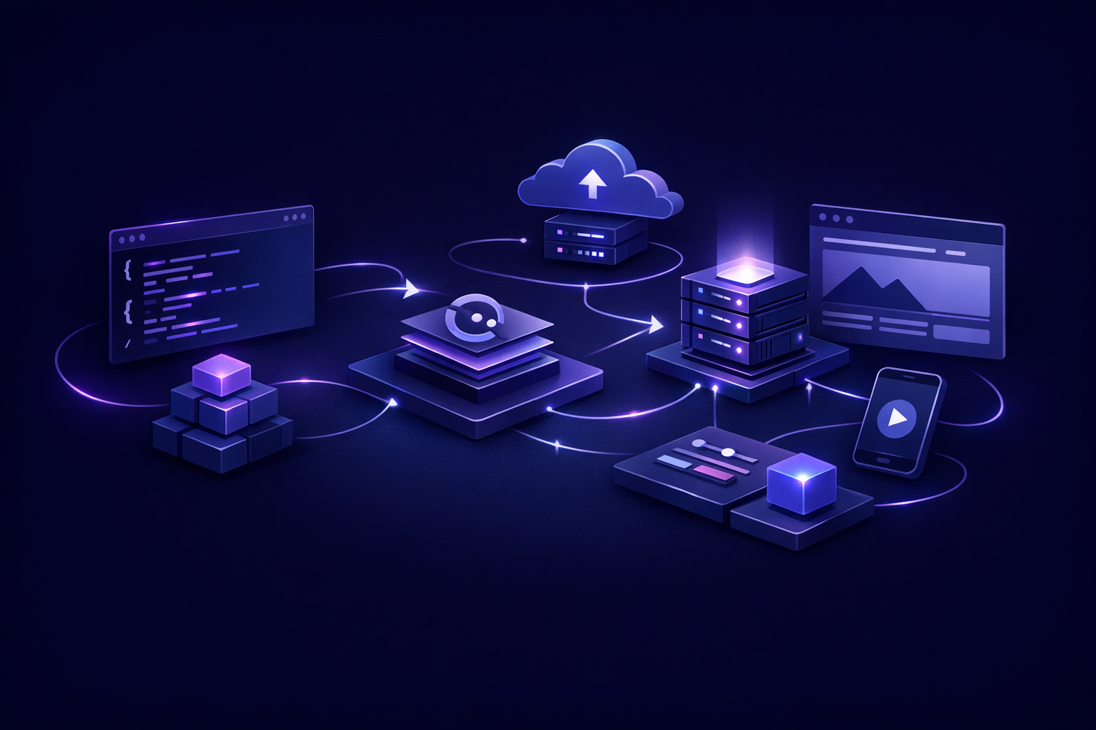 Deploy next.js vercel workflow showing previews, environment variables, and launch domain