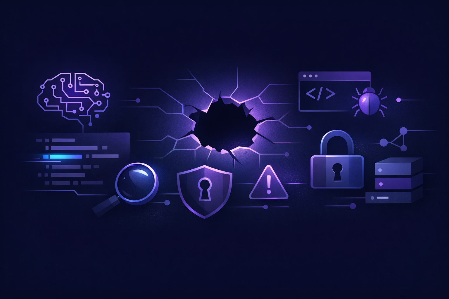 AI coding security risks shown as exposed auth, database, and payment layers in an app
