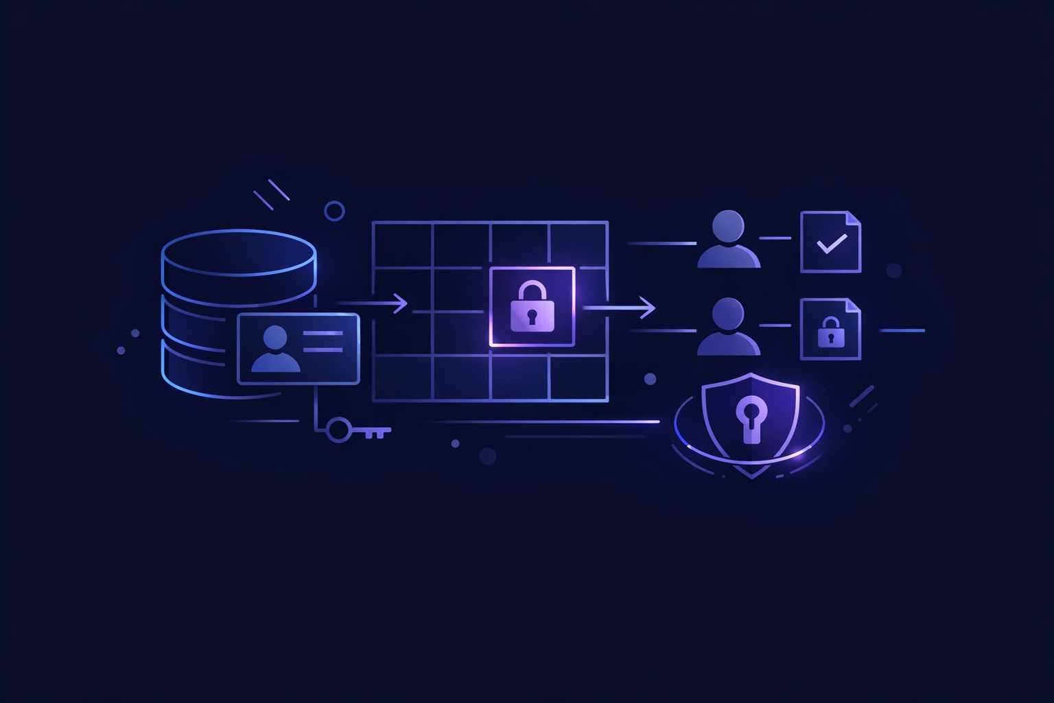 Supabase row level security diagram showing users accessing only their own database rows