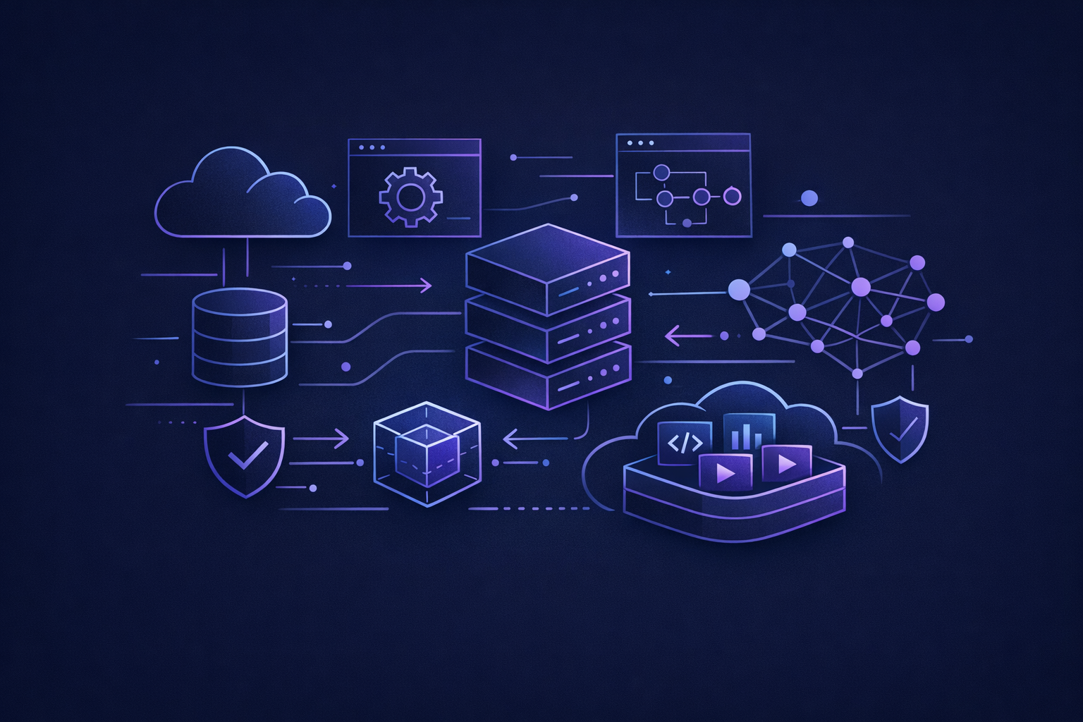 SaaS architecture diagram showing auth, database, payments, email, and deployment layers