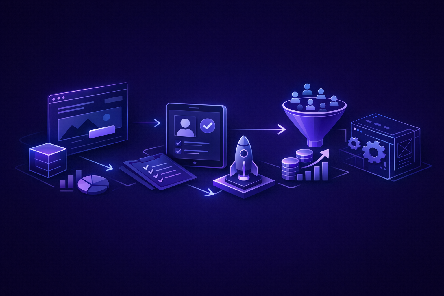 Smoke test startup idea funnel showing traffic, signup, deposit, and MVP decision