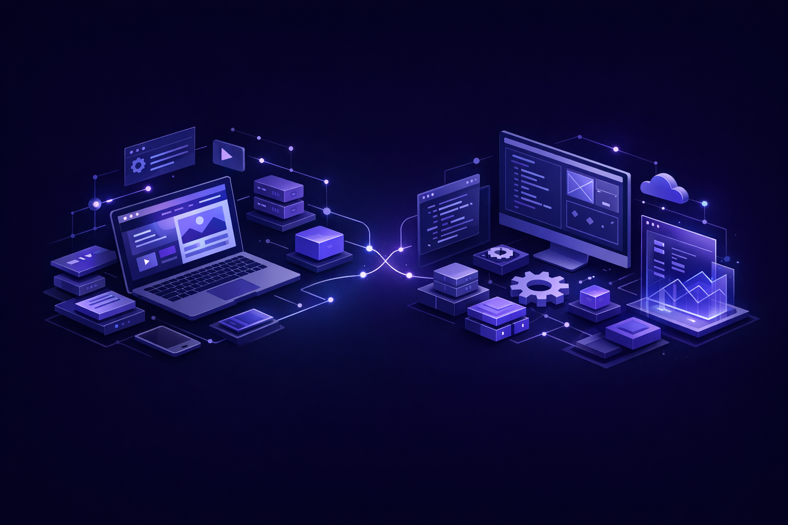 webflow vs custom saas architecture showing Webflow marketing site and custom SaaS app